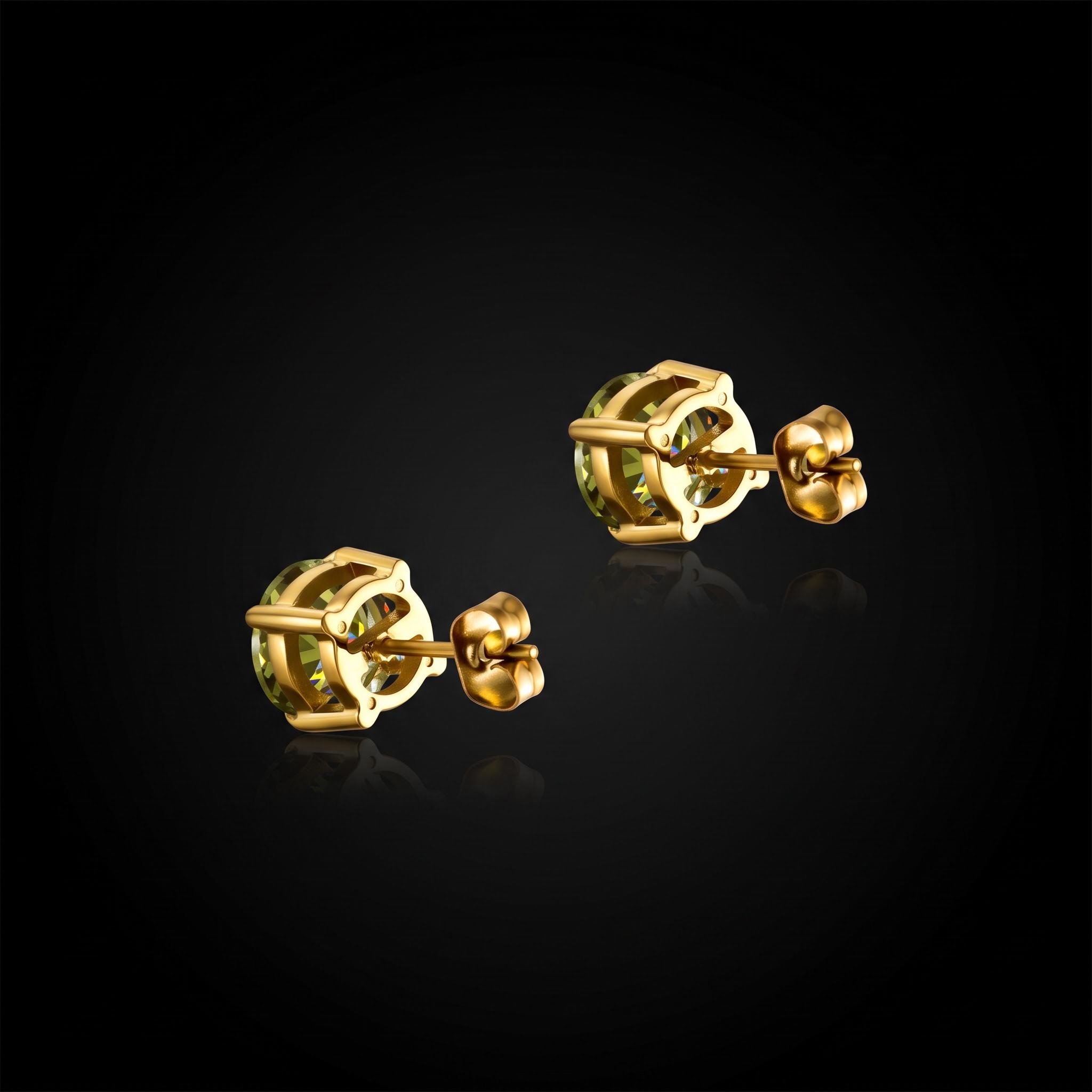 8mm Green Olive Stud Earrings 8mm Green Olive Stud Earrings