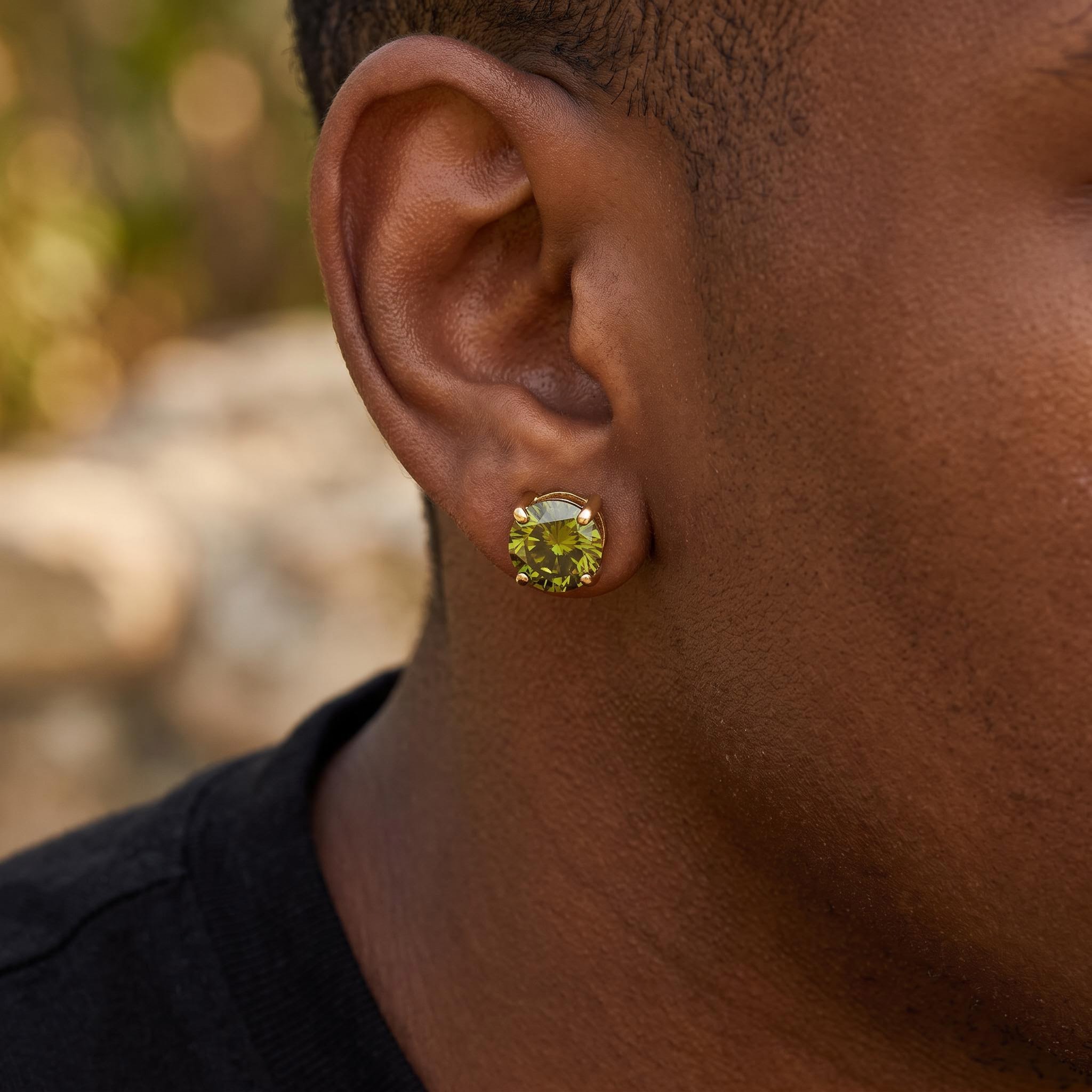 8mm Green Olive Stud Earrings 8mm Green Olive Stud Earrings