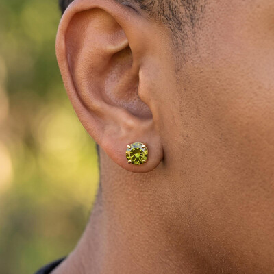 8mm Green Olive Stud Earrings
