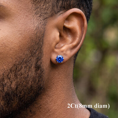 Iced Out Sapphire Stud Earrings