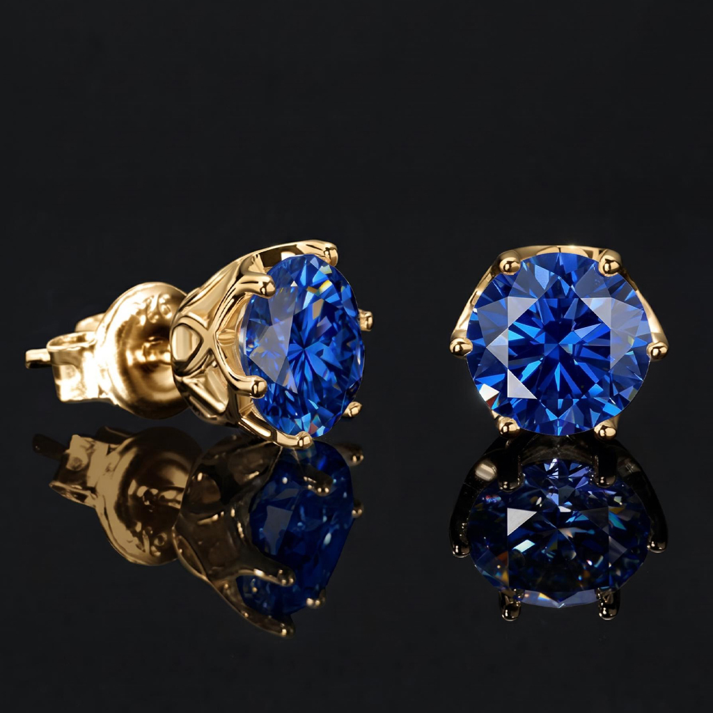 Iced Out Sapphire Stud Earrings Iced Out Sapphire Stud Earrings