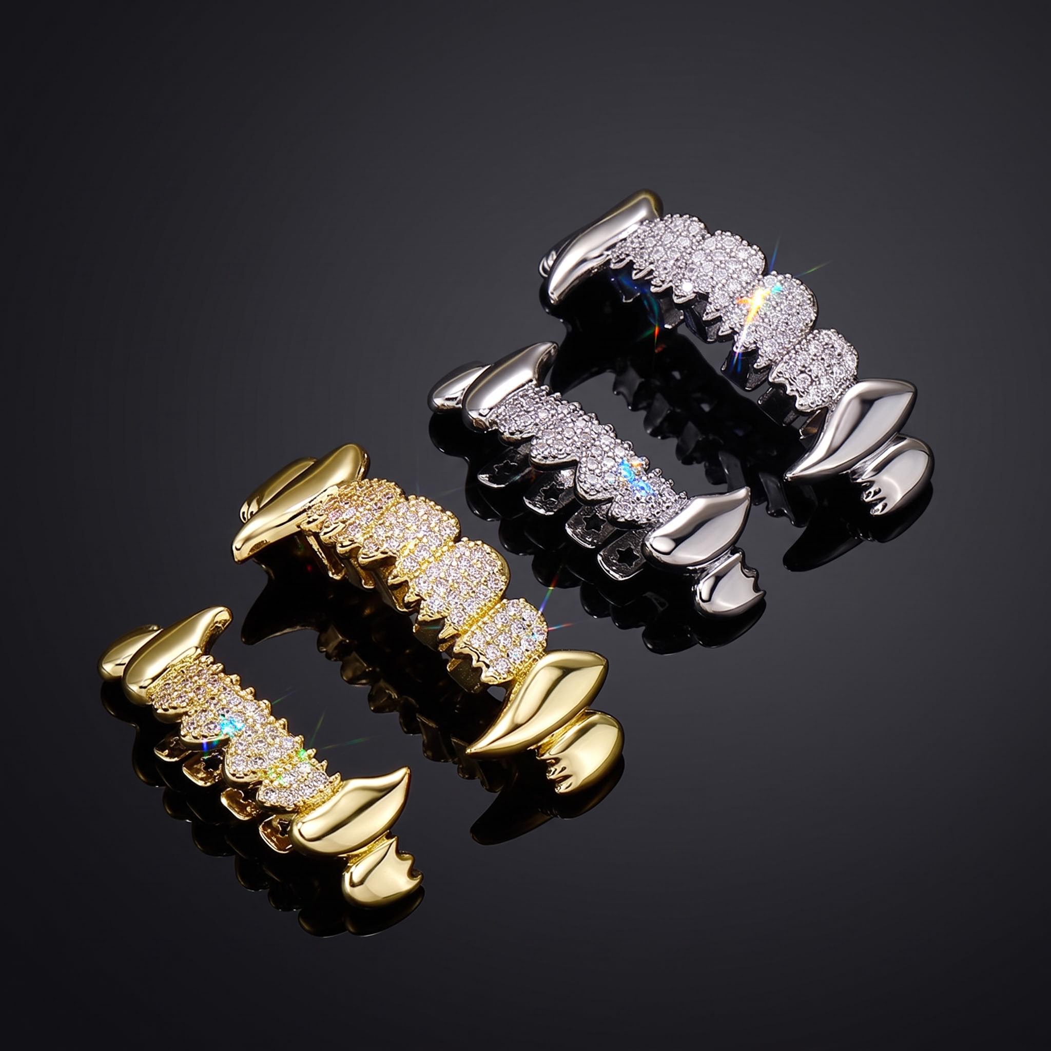 Iced Out Vampire Fangs Grillz Set Iced Out Vampire Fangs Grillz Set