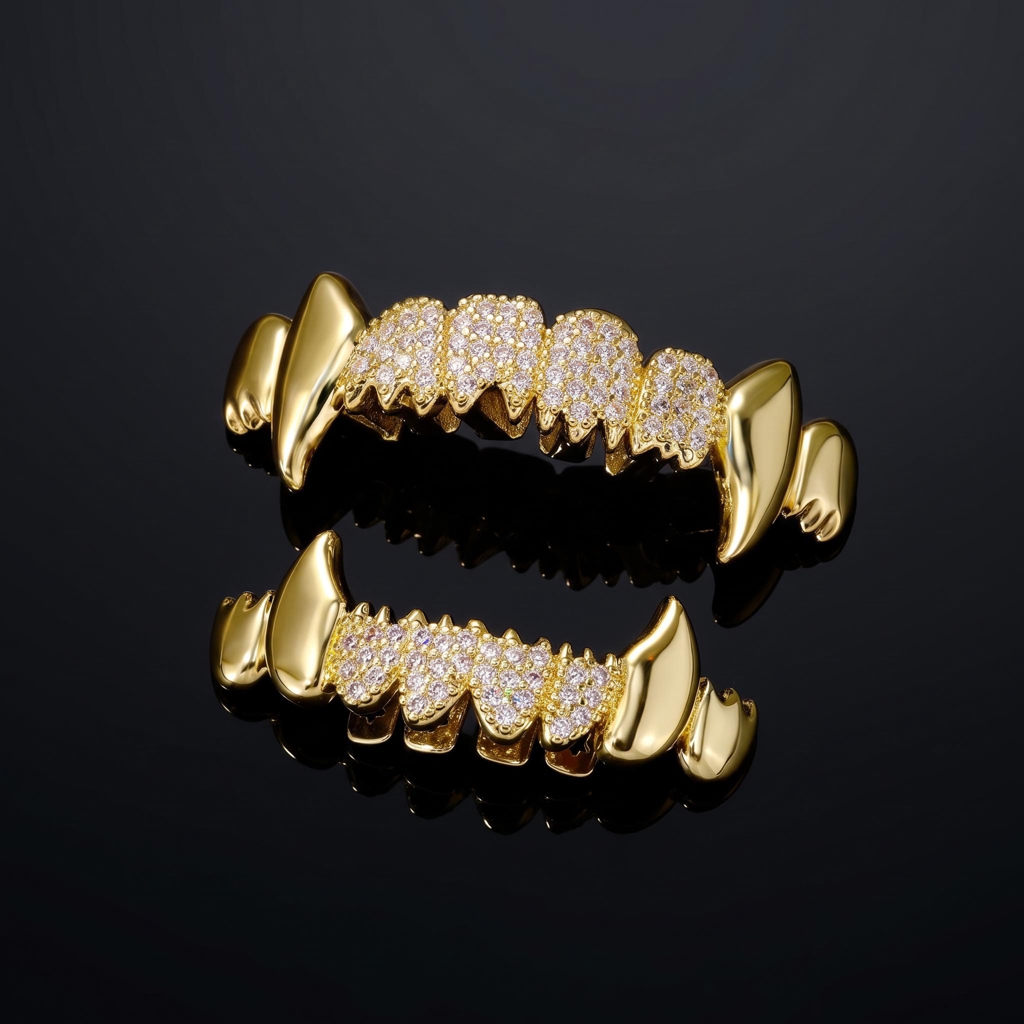Iced Out Vampire Fangs Grillz Set Iced Out Vampire Fangs Grillz Set