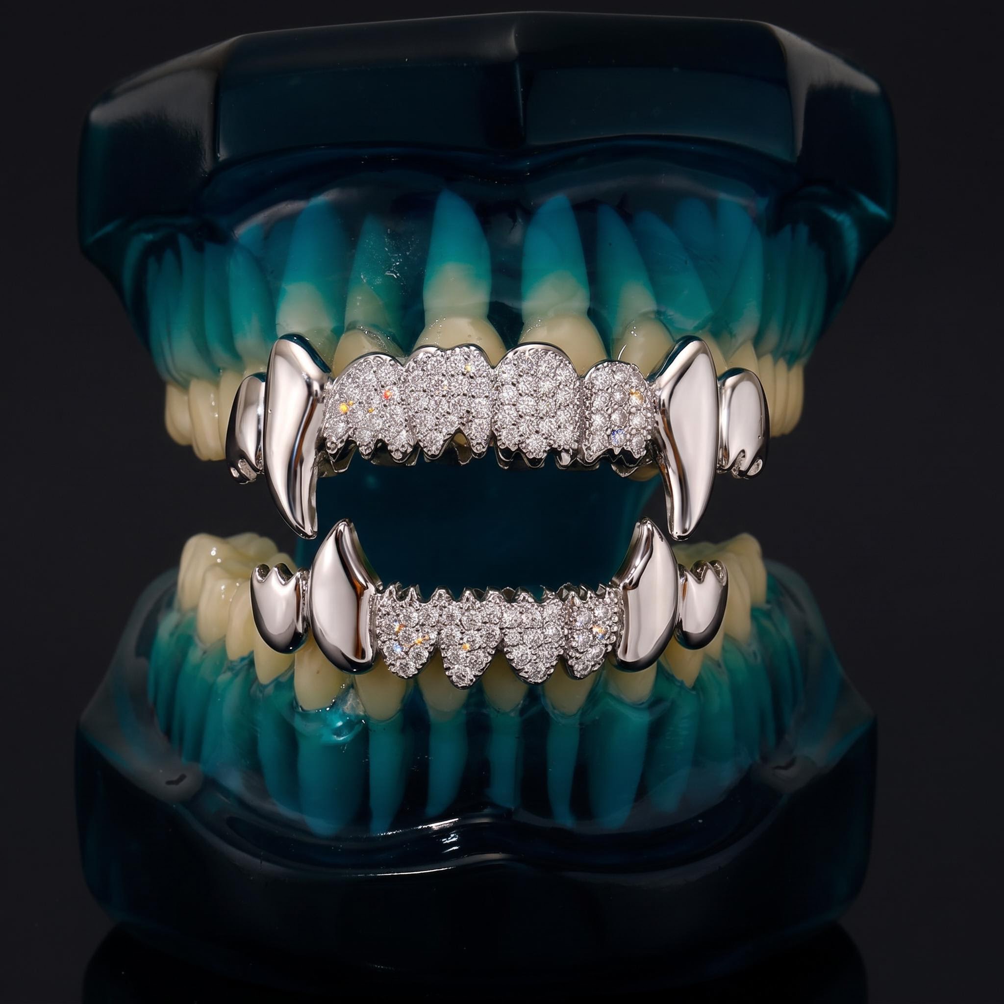 Iced Out Vampire Fangs Grillz Set Iced Out Vampire Fangs Grillz Set
