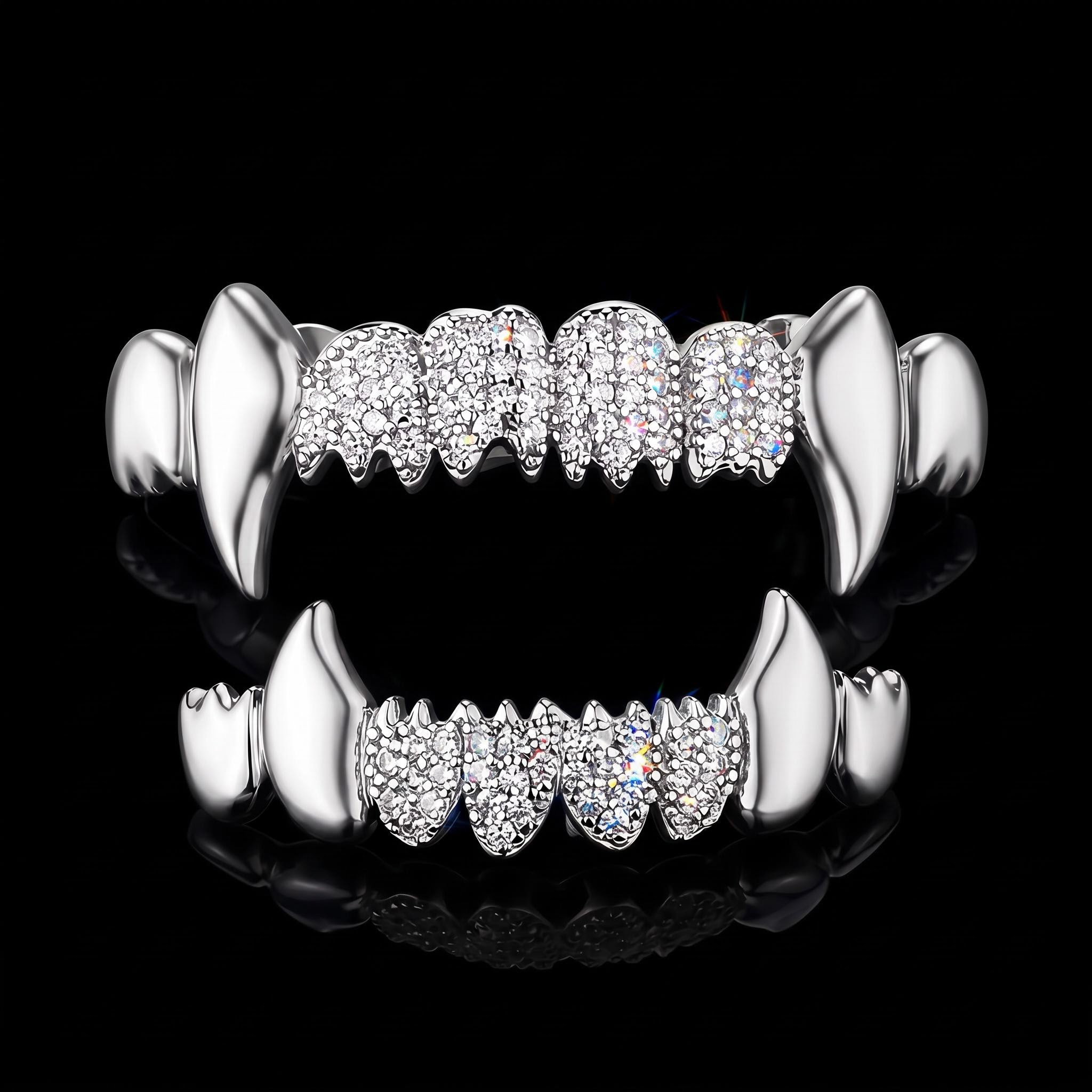 Iced Out Vampire Fangs Grillz Set Iced Out Vampire Fangs Grillz Set