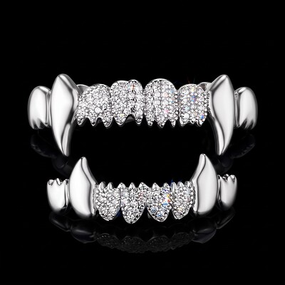 Iced Out Vampire Fangs Grillz Set