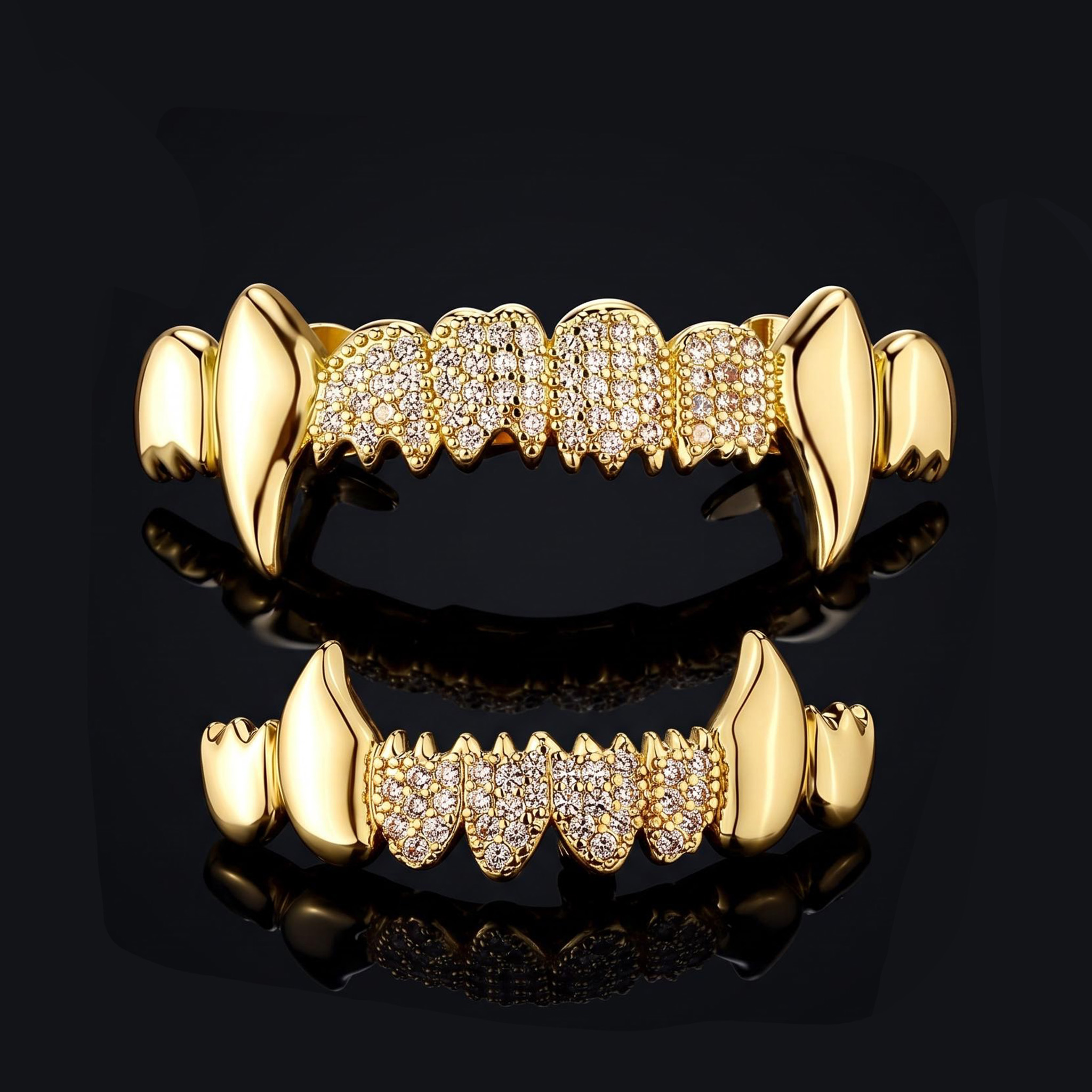 Iced Out Vampire Fangs Grillz Set Iced Out Vampire Fangs Grillz Set
