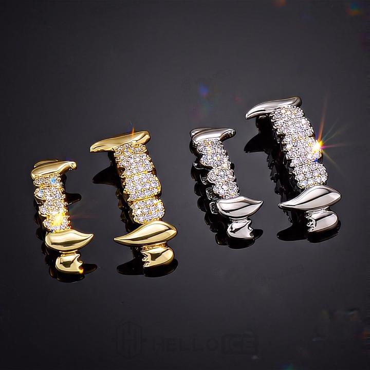Iced Out Vampire Fangs Grillz Set Iced Out Vampire Fangs Grillz Set
