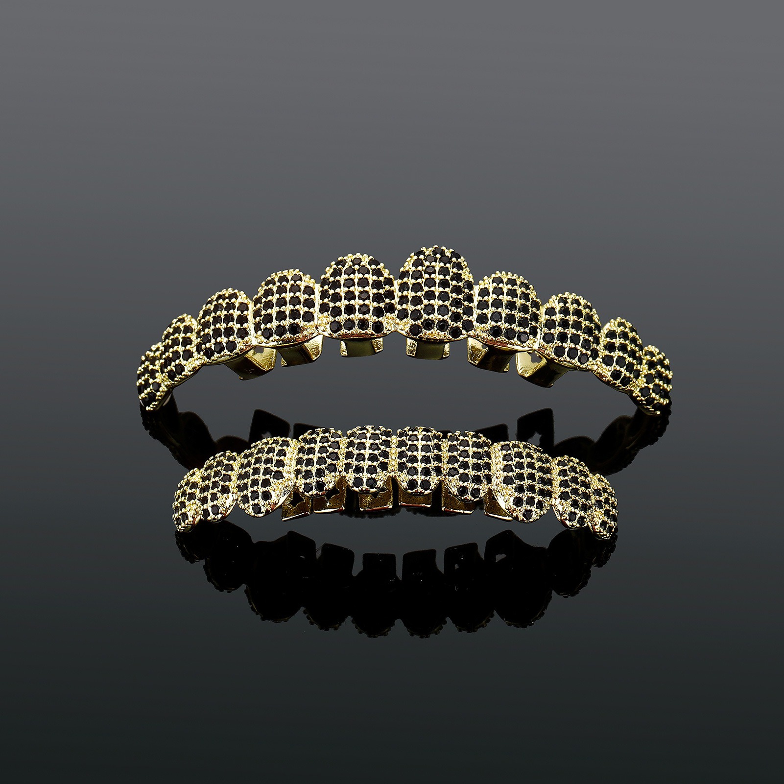 Iced Out Black Stone Classic Grillz Set