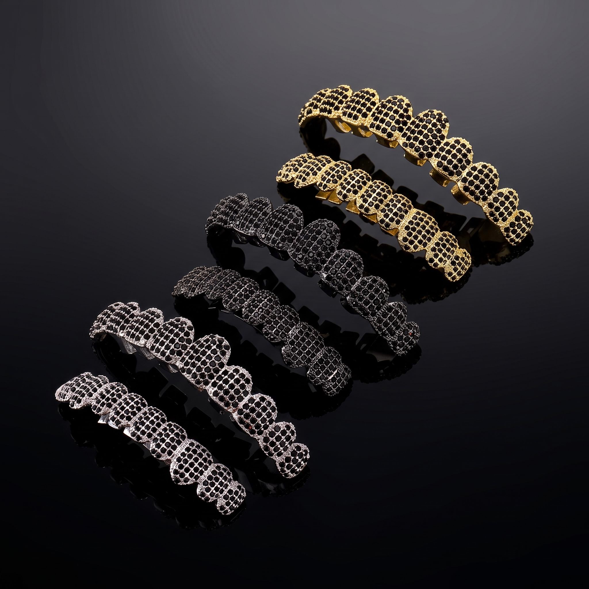 Iced Out Black Stone Classic Grillz Set