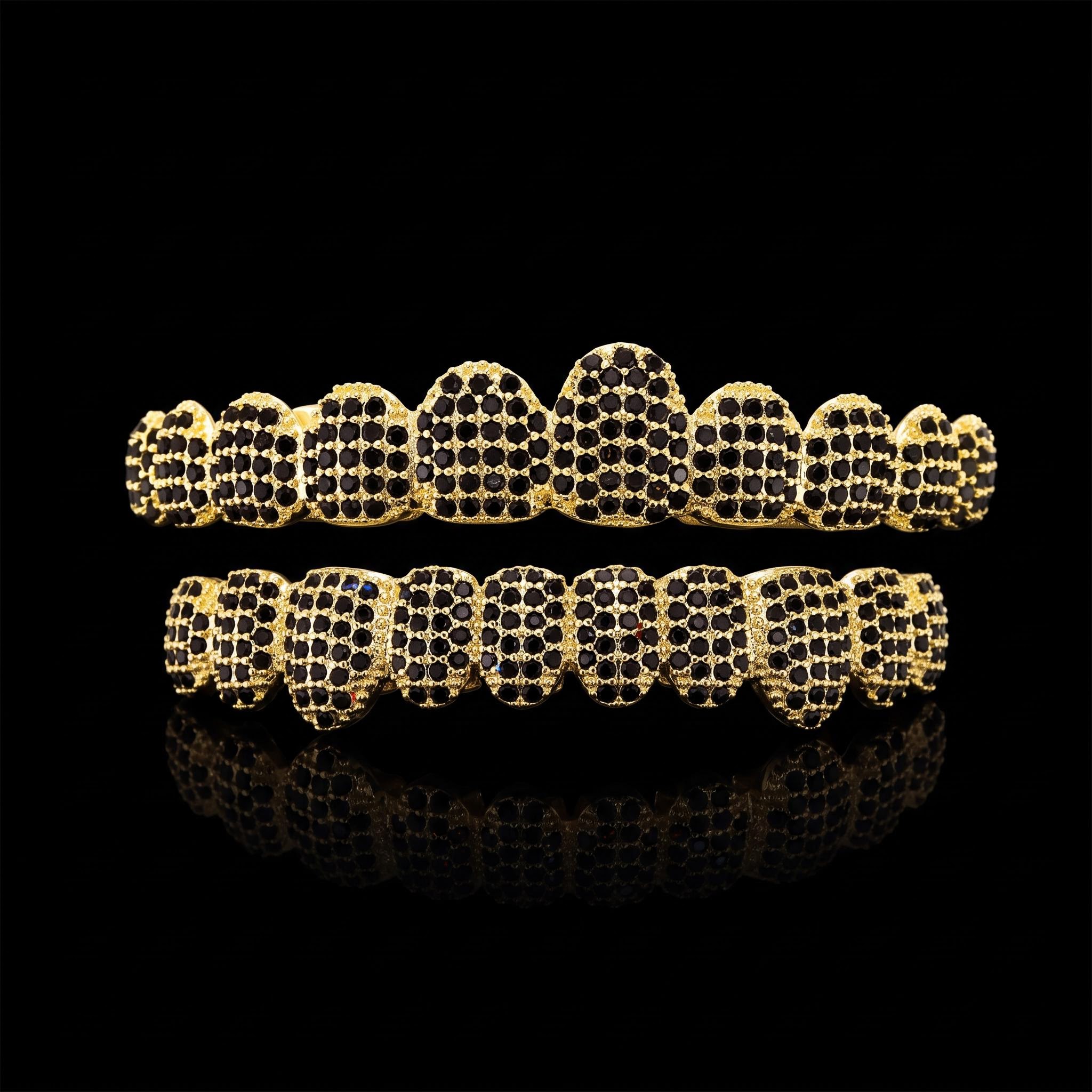 Iced Out Black Stone Classic Grillz Set