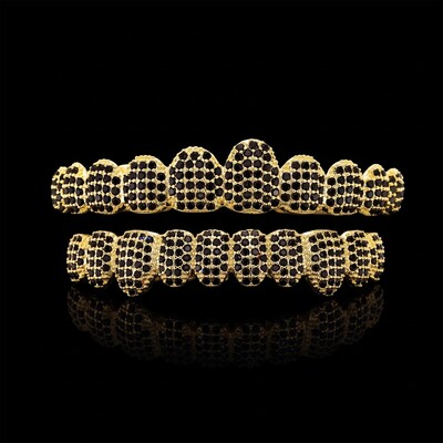 Iced Out Black Stone Classic Grillz Set