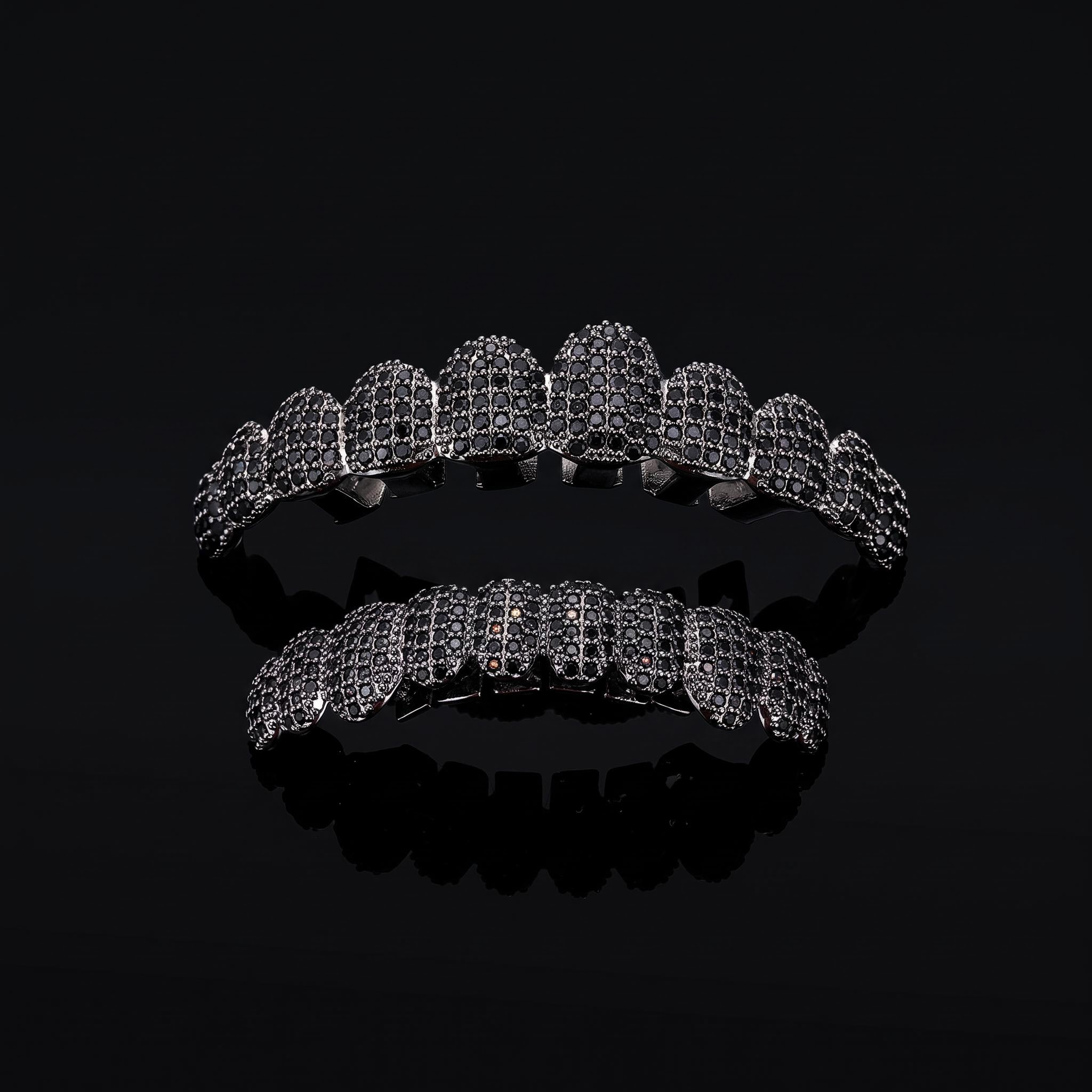 Iced Out Black Stone Classic Grillz Set