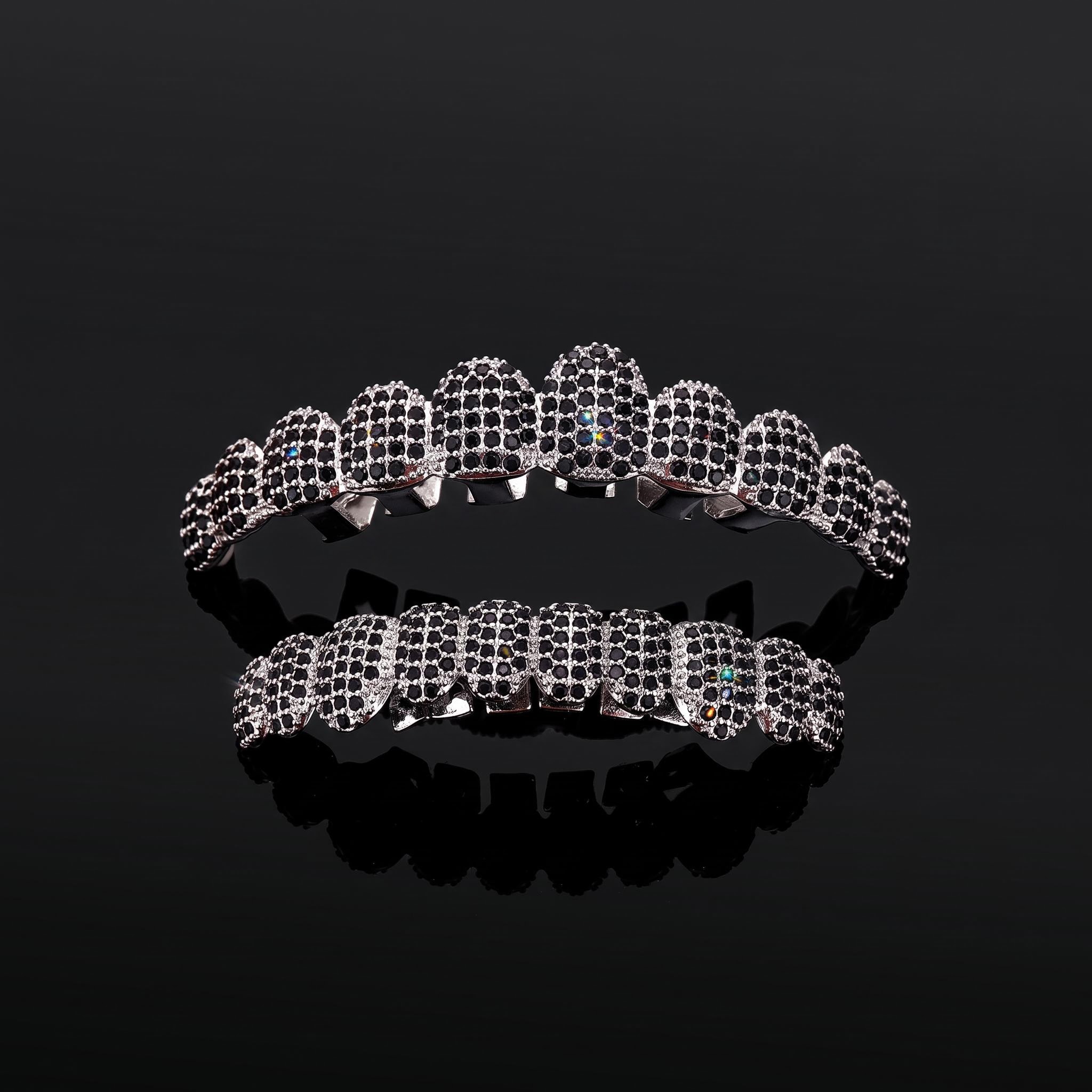 Iced Out Black Stone Classic Grillz Set
