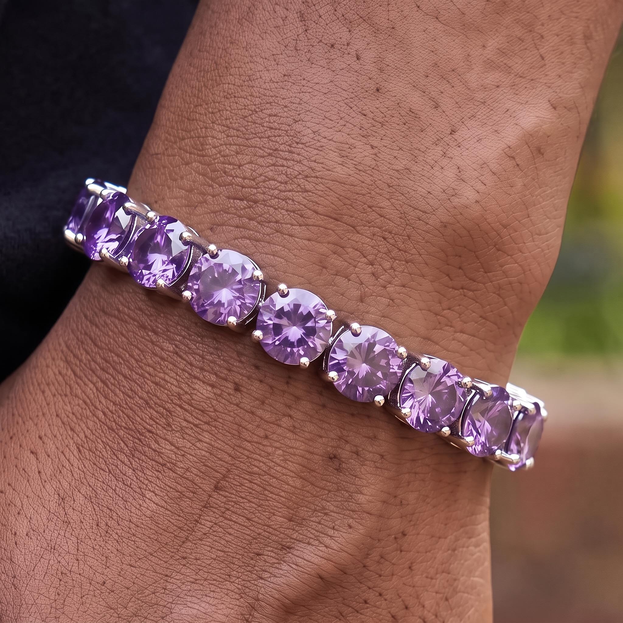 10mm Purple Stone Tennis Chain And Bracelet 10mm Purple Stone Tennis Chain And Bracelet