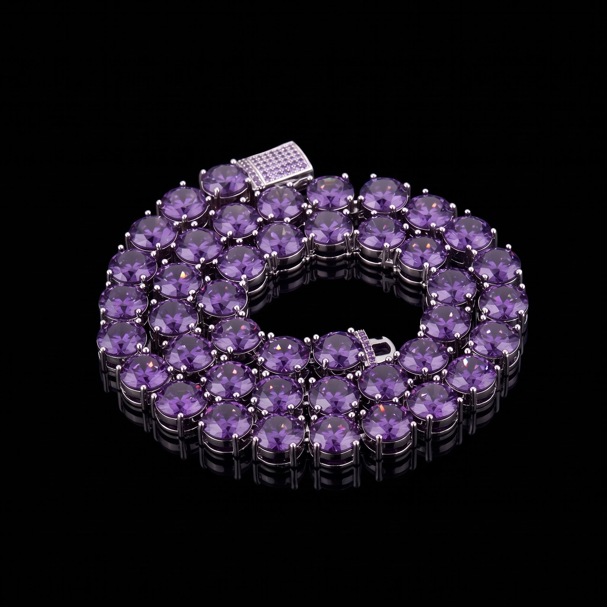 10mm Purple Stone Tennis Chain And Bracelet 10mm Purple Stone Tennis Chain And Bracelet