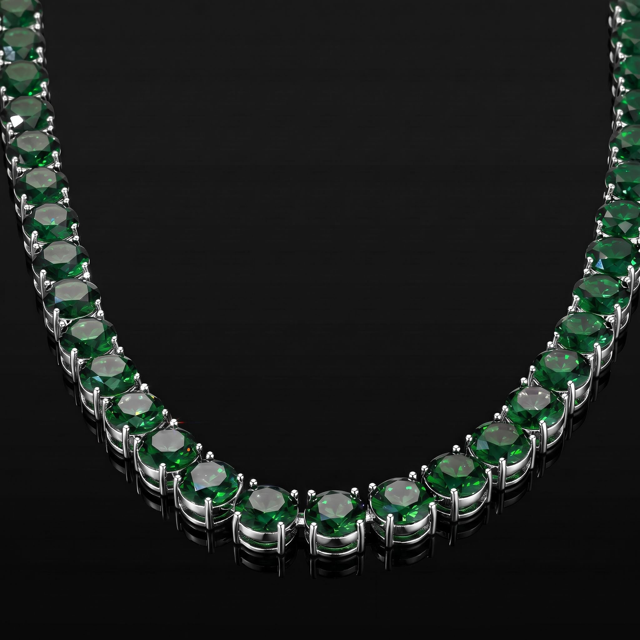 10mm Green Stone Tennis Chain And Bracelet 10mm Green Stone Tennis Chain And Bracelet