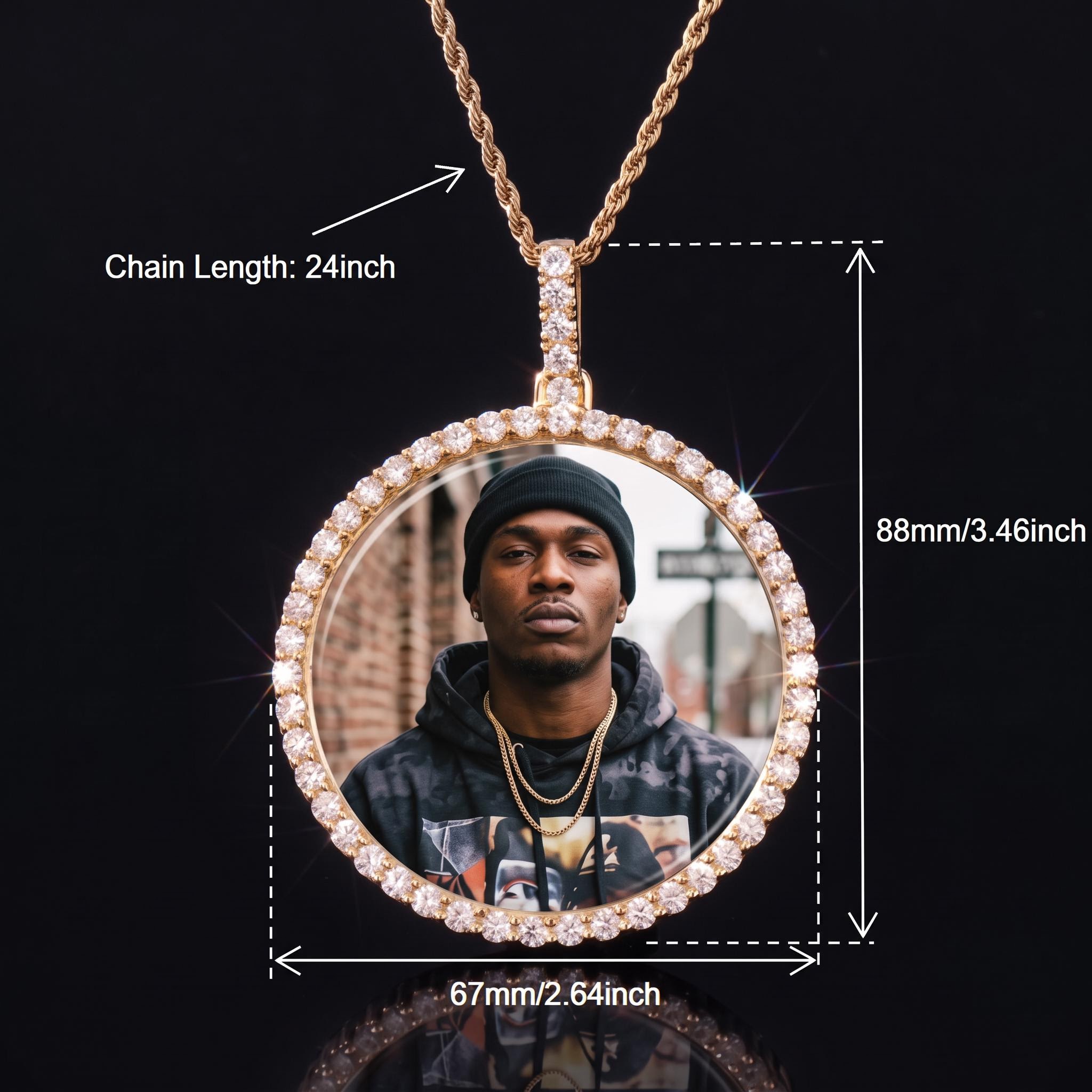 VVS1 Moissanite 2.65" Custom Photo Pendant VVS1 Moissanite 2.65" Custom Photo Pendant
