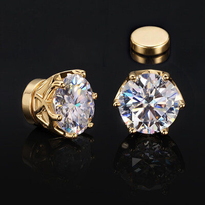 925 Silver & VVS1 Moissanite Magnetic Solitaire Stud Earrings