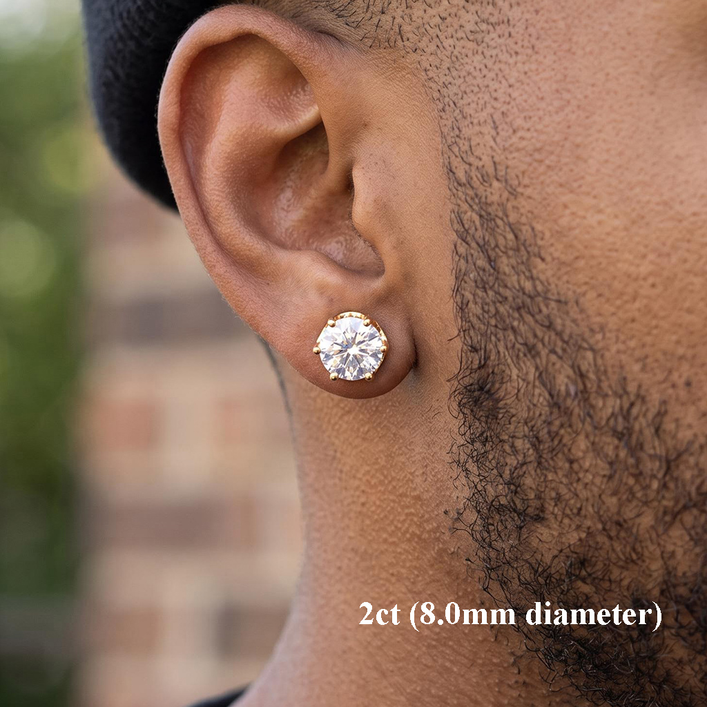925 Silver & VVS1 Moissanite Magnetic Solitaire Stud Earrings
