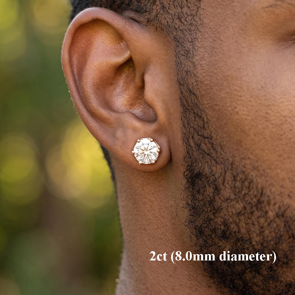 925 Silver & VVS1 Moissanite Magnetic Solitaire Stud Earrings