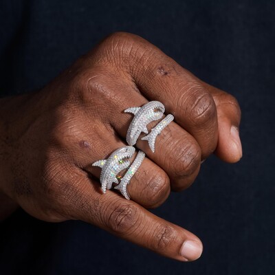 925 Silver & VVS1 Moissanite Shark Ring