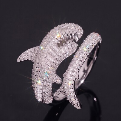 925 Silver & VVS1 Moissanite Shark Ring