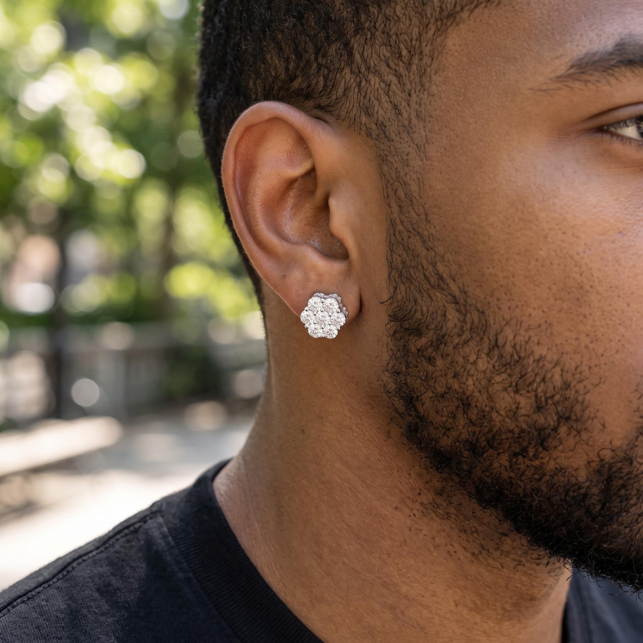 925 Silver & VVS1 Moissanite Side-set Baguette Cut Cluster Stud Earrings 925 Silver & VVS1 Moissanite Side-set Baguette Cut Cluster Stud Earrings