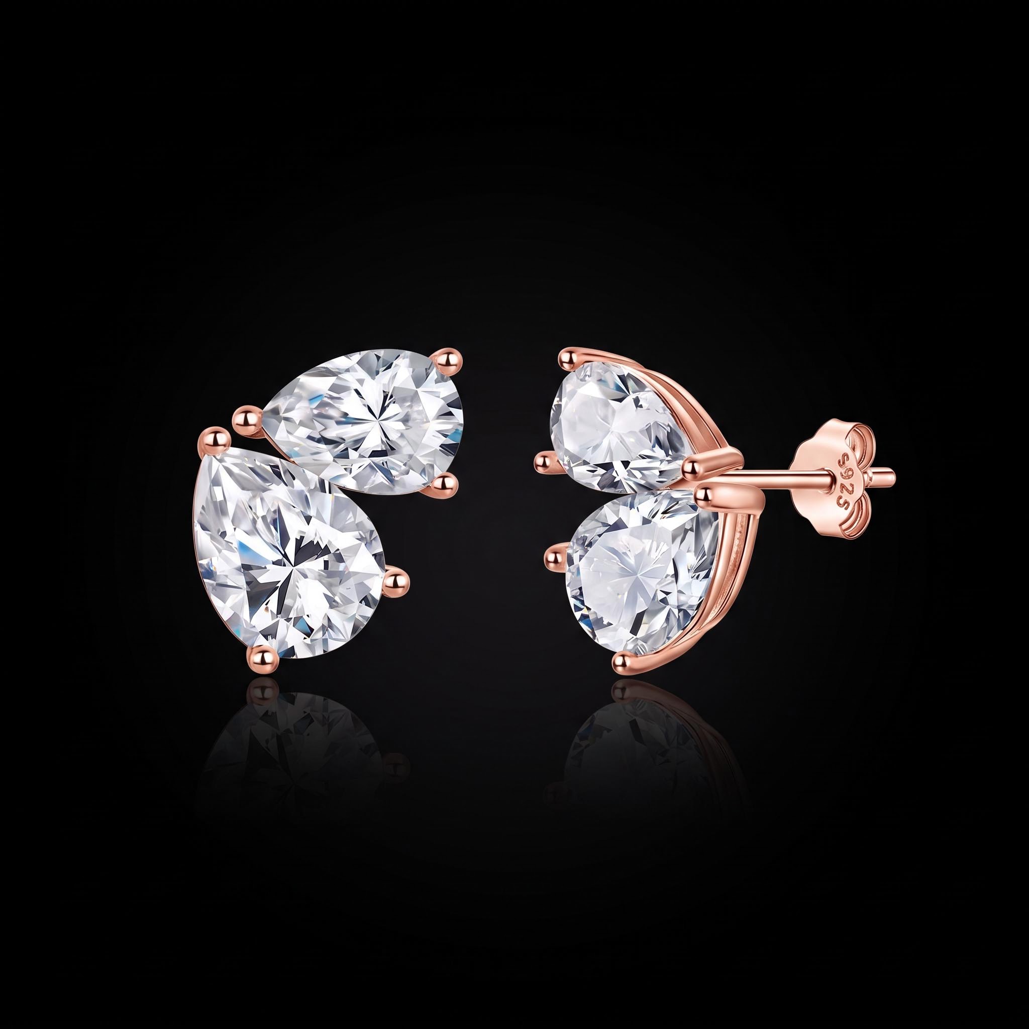 925 Silver & VVS1 Moissanite Twin Pear Cut Stud Earrings 925 Silver & VVS1 Moissanite Twin Pear Cut Stud Earrings