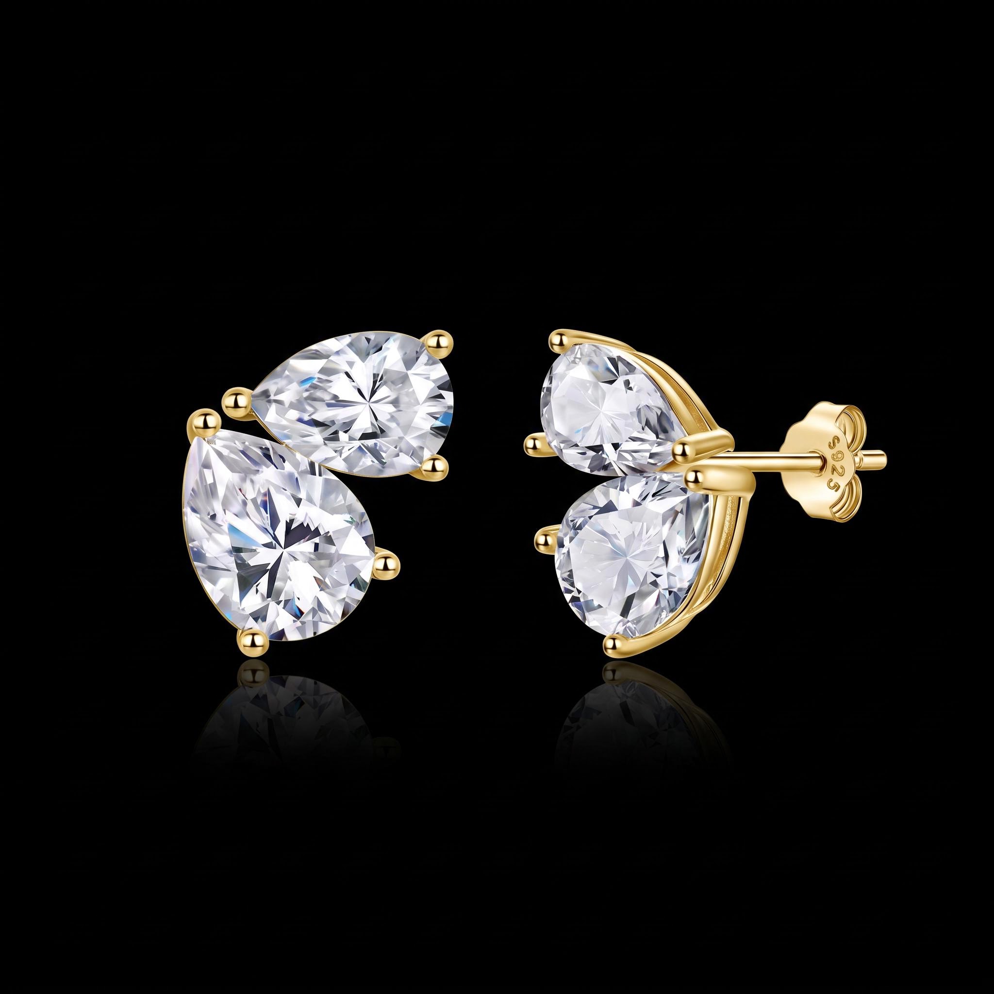 925 Silver & VVS1 Moissanite Twin Pear Cut Stud Earrings 925 Silver & VVS1 Moissanite Twin Pear Cut Stud Earrings