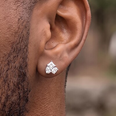 925 Silver & VVS1 Moissanite Multi-Cut Stud Earrings