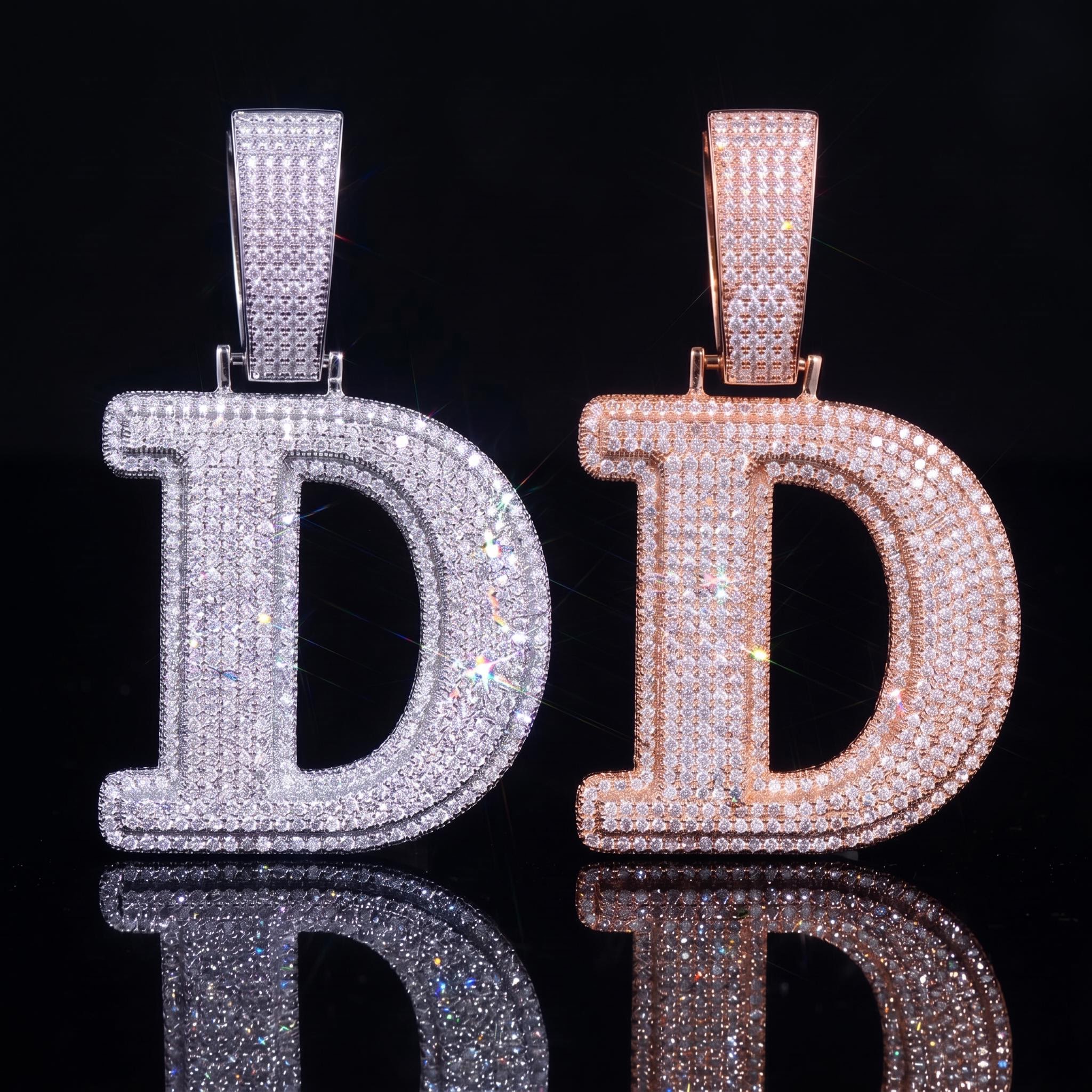 Iced Out Custom Double Layer Vertical Letter Pendant Iced Out Custom Double Layer Vertical Letter Pendant