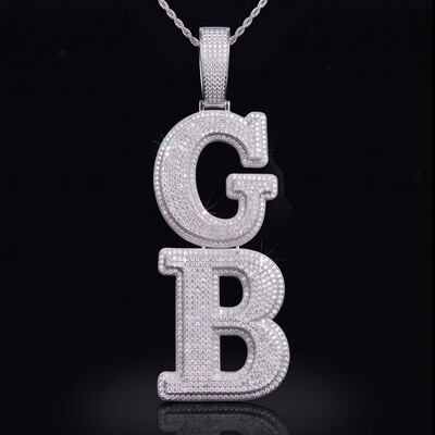 Iced Out Custom Double Layer Vertical Letter Pendant