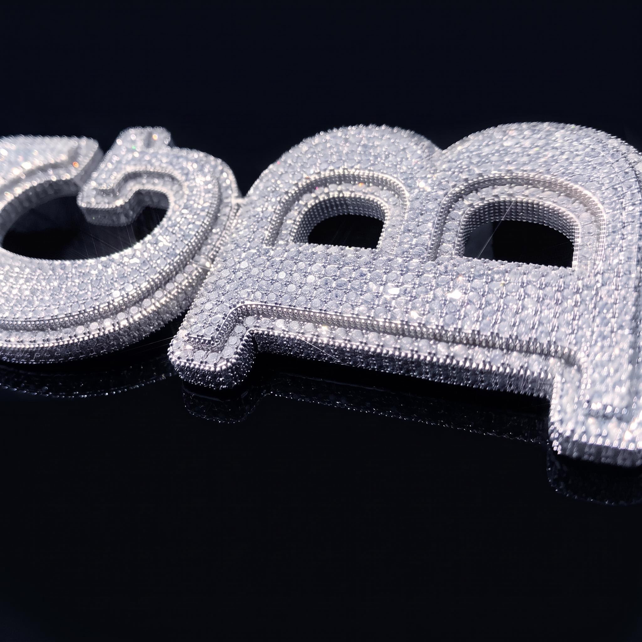 Iced Out Custom Double Layer Vertical Letter Pendant Iced Out Custom Double Layer Vertical Letter Pendant