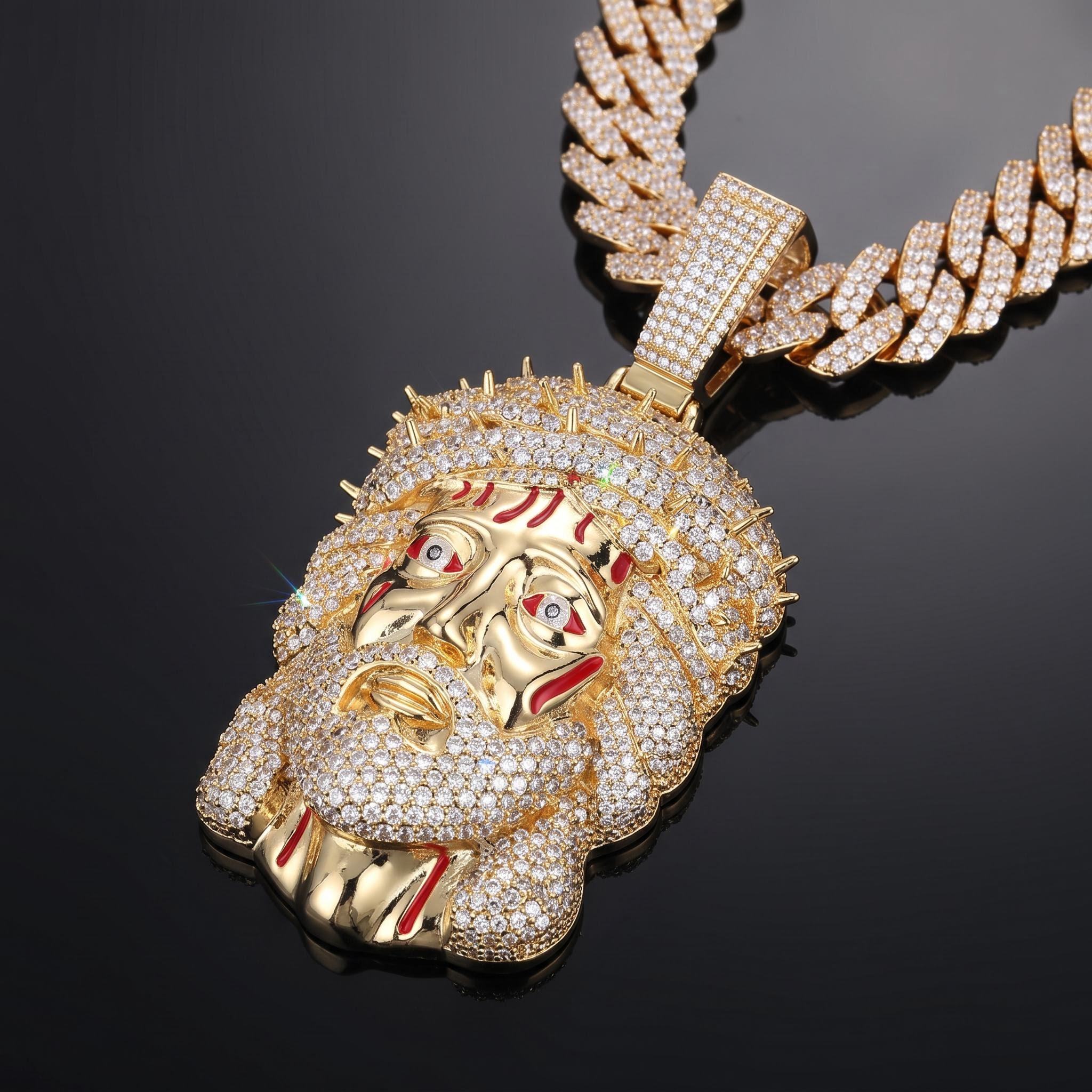 Iced Out Thorned Blood Jesus Pendant Iced Out Thorned Blood Jesus Pendant