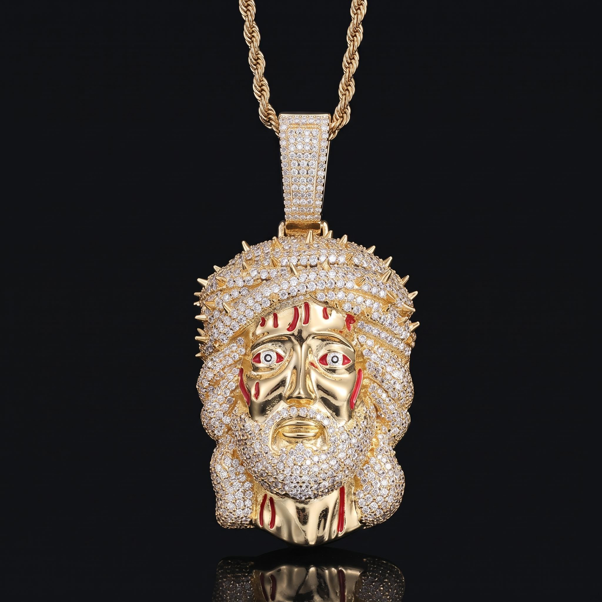 Iced Out Thorned Blood Jesus Pendant Iced Out Thorned Blood Jesus Pendant