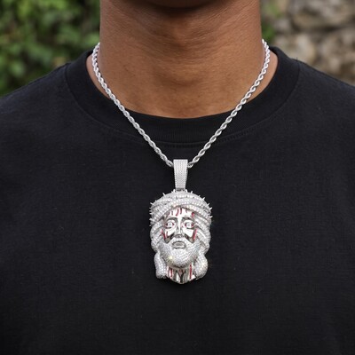 Iced Out Thorned Blood Jesus Pendant
