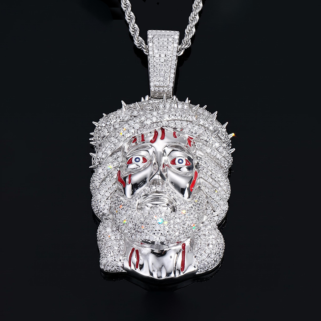 Iced Out Thorned Blood Jesus Pendant Iced Out Thorned Blood Jesus Pendant