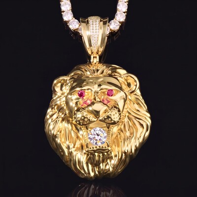 Iced Out Lion's Head Pendant
