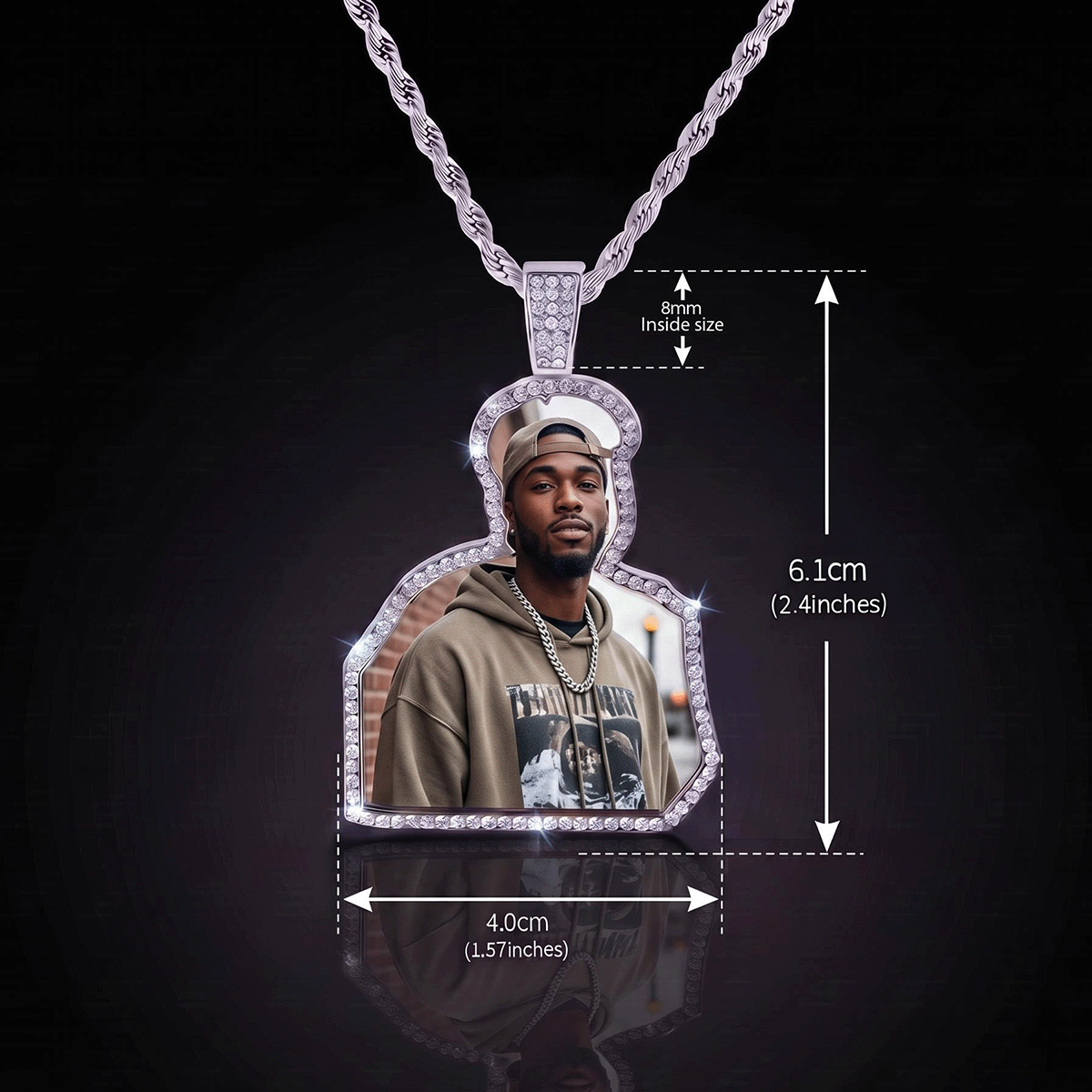 Iced Out Custom-Cut Photo Pendant Iced Out Custom-Cut Photo Pendant