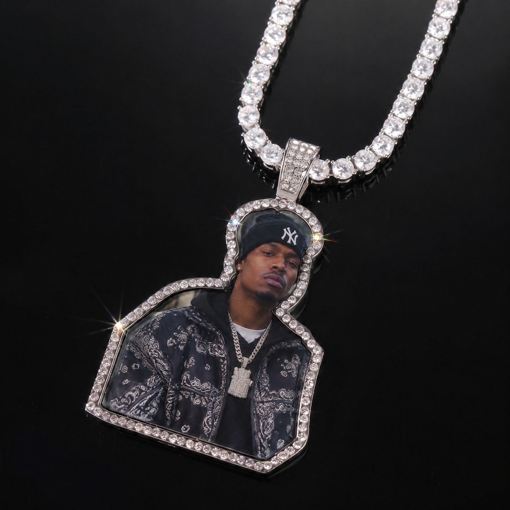 Iced Out Custom-Cut Photo Pendant Iced Out Custom-Cut Photo Pendant