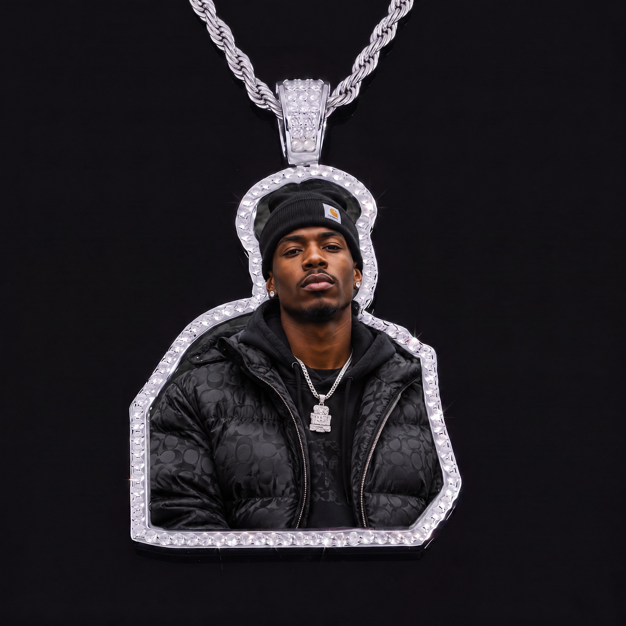 Iced Out Custom-Cut Photo Pendant Iced Out Custom-Cut Photo Pendant