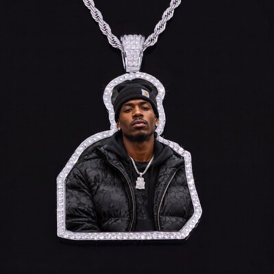 Iced Out Custom-Cut Photo Pendant