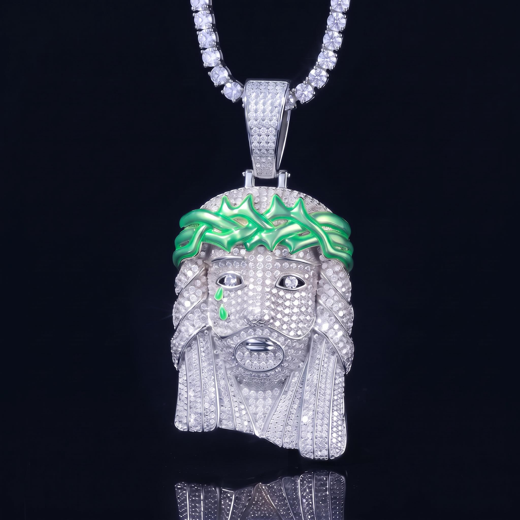 Iced Out Glow In the Dark Jesus Pendant Iced Out Glow In the Dark Jesus Pendant