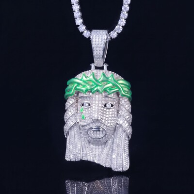 Iced Out Glow In the Dark Jesus Pendant