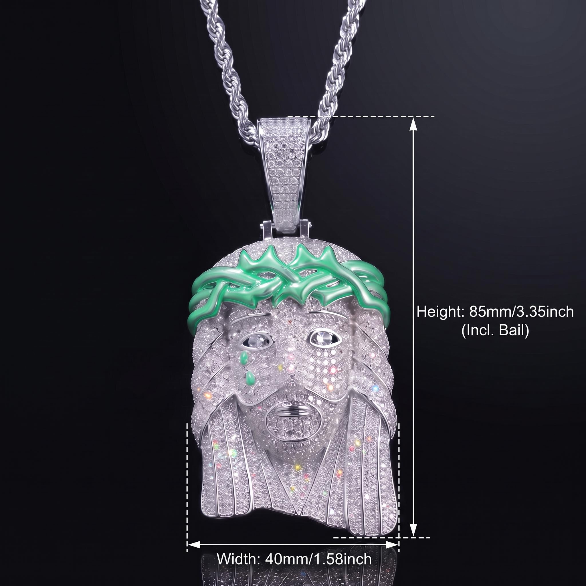 Iced Out Glow In the Dark Jesus Pendant Iced Out Glow In the Dark Jesus Pendant