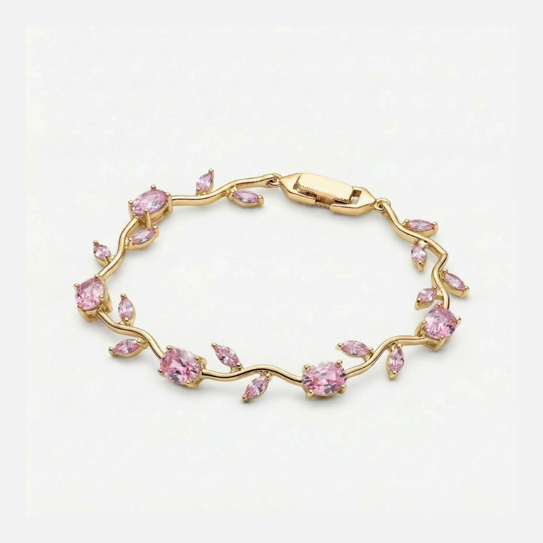 1.2ct CTW Vine-Inspired Pink Oval Cut & Marquise Cut S925 Silver Bracelet 1.2ct CTW Vine-Inspired Pink Oval Cut & Marquise Cut S925 Silver Bracelet