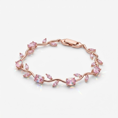 8.96ct. tw. Vine-Inspired Pink Oval Cut & Marquise Cut S925 Silver Bracelet