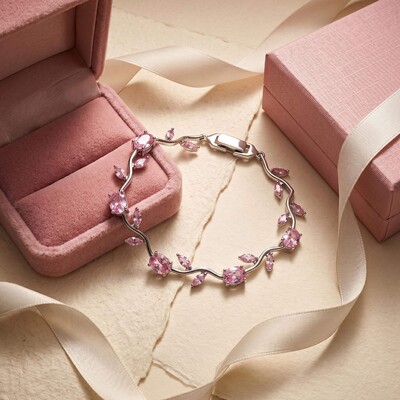 8.96ct. tw. Vine-Inspired Pink Oval Cut & Marquise Cut S925 Silver Bracelet