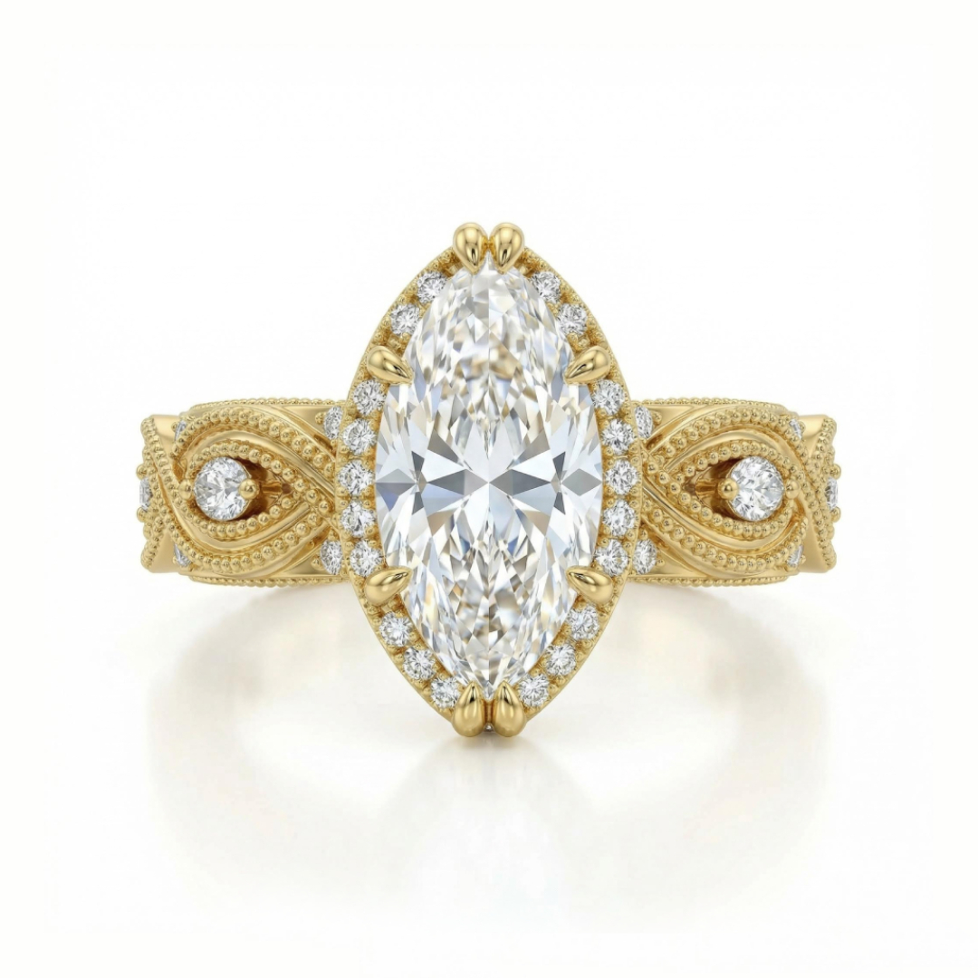 2.6ct TCW Vintage Twisted Marquise Cut VVS Moissanite S925 Silver Engagement Ring 2.6ct TCW Vintage Twisted Marquise Cut VVS Moissanite S925 Silver Engagement Ring